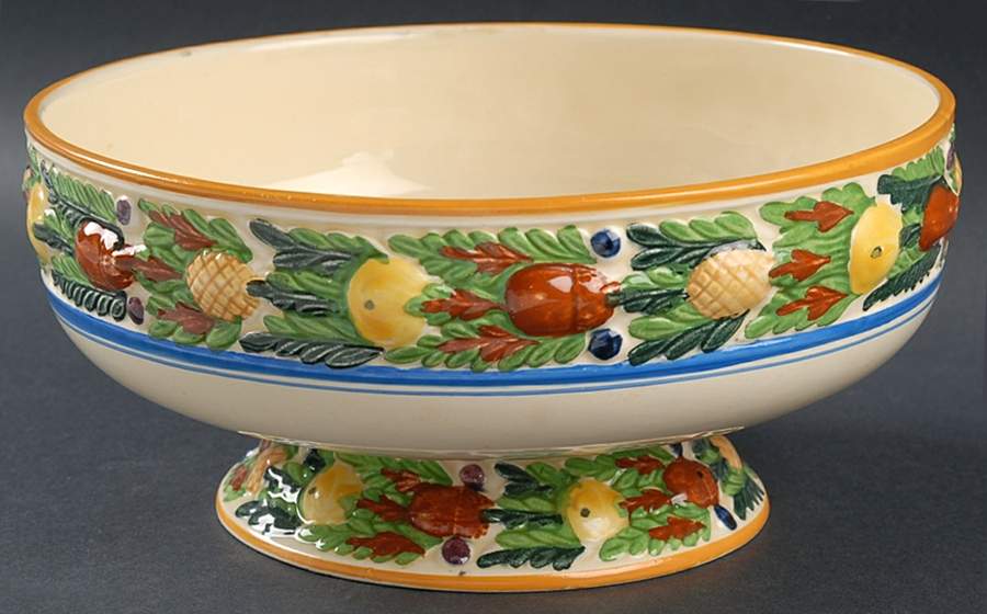 Della Robia Multicolor on Cream Centerpiece by Adams China-1