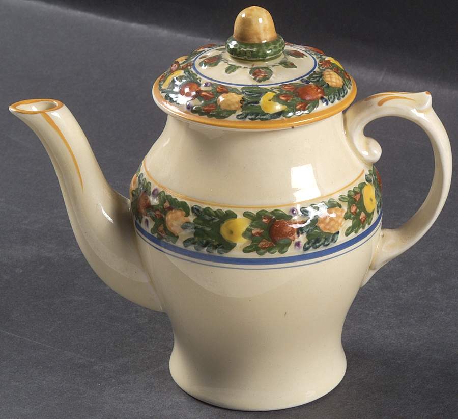 Della Robia Multicolor on Cream Individual Coffee Pot & Lid by Adams China-1