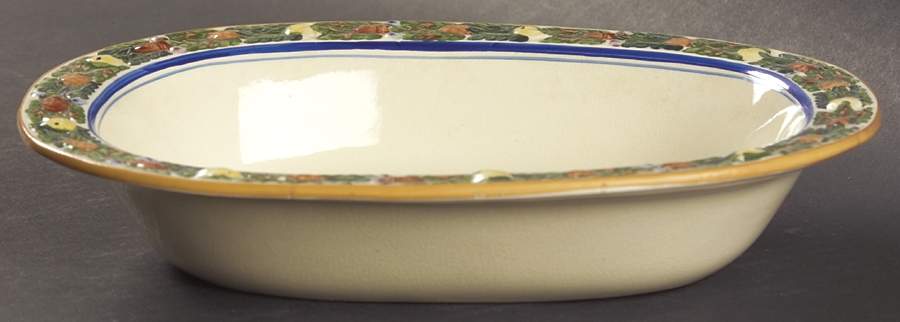 Della Robia Multicolor on Cream 9" Oval Vegetable Bowl by Adams China-1