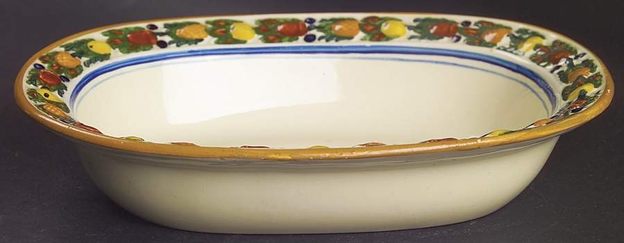 Della Robia Multicolor on Cream 8" Oval Vegetable Bowl by Adams China-1