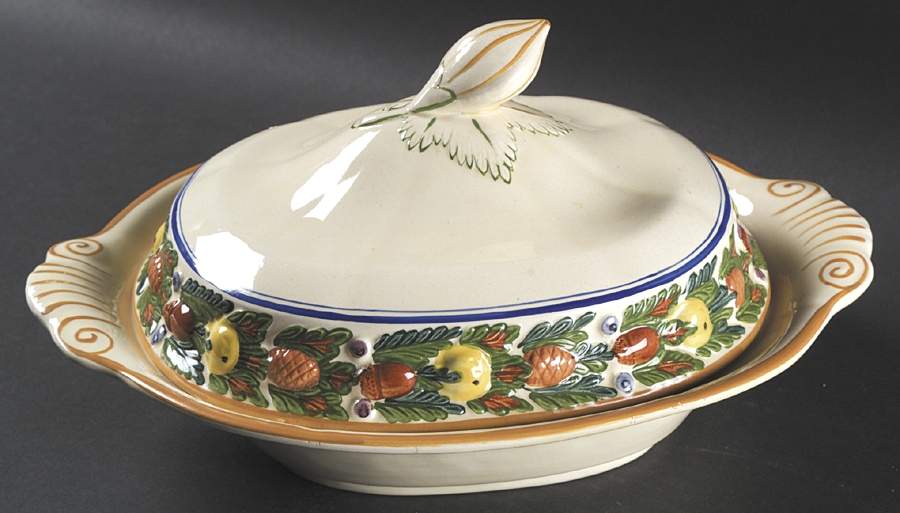 Della Robia Multicolor on Cream Oval Covered Vegetable by Adams China-1