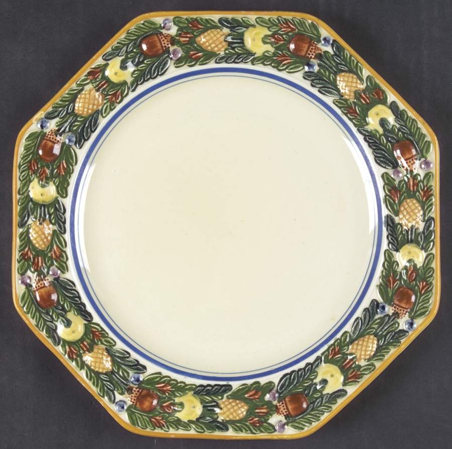 Della Robia Multicolor on Cream Octagonal Luncheon Plate by Adams China-1