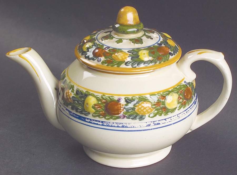 Della Robia Multicolor on Cream Individual Teapot & Lid by Adams China-1