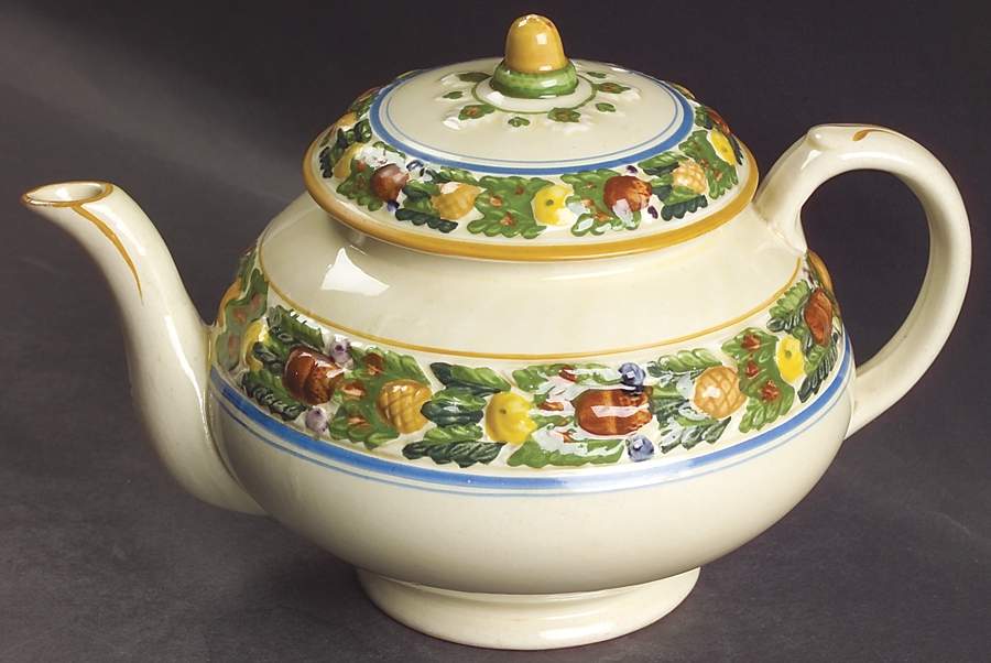 Della Robia Multicolor on Cream Teapot & Lid by Adams China-1