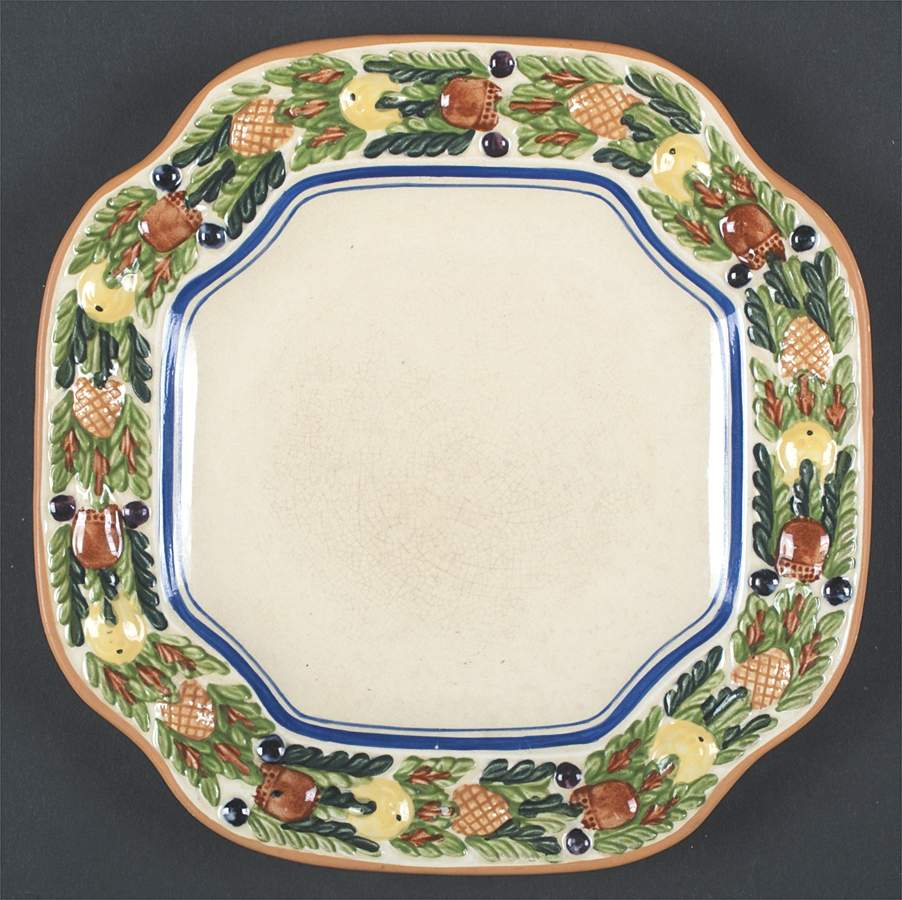 Della Robia Multicolor on Cream Square Salad Plate by Adams China-1