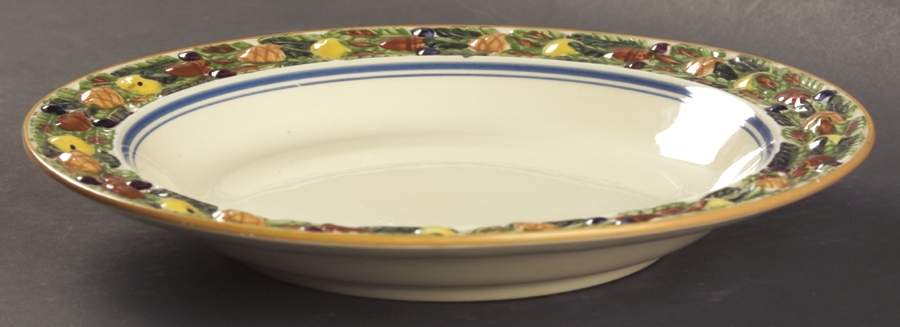 Della Robia Multicolor on Cream Large Rim Soup Bowl by Adams China-1