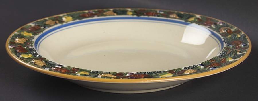 Della Robia Multicolor on Cream Rim Soup Bowl by Adams China-1