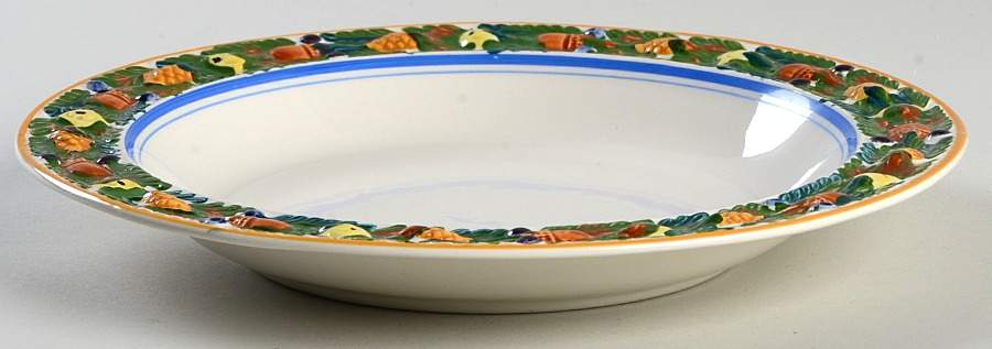 Della Robia Multicolor on White Rim Soup Bowl by Adams China-1