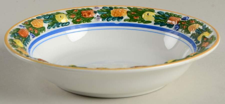Della Robia Multicolor on White Fruit/Dessert (Sauce) Bowl by Adams China-1