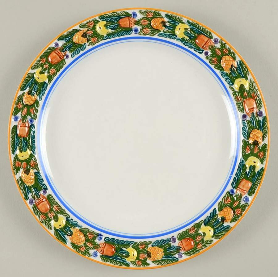 Della Robia Multicolor on White Luncheon Plate by Adams China-1