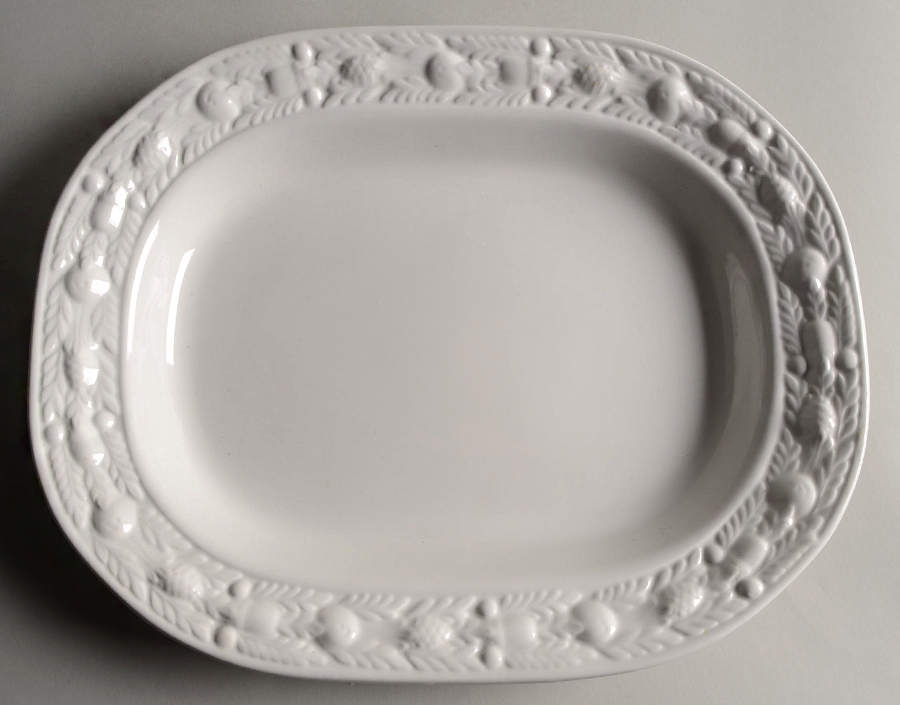 Della Robia White (Micratex) 13" Oval Serving Platter by Adams China-1