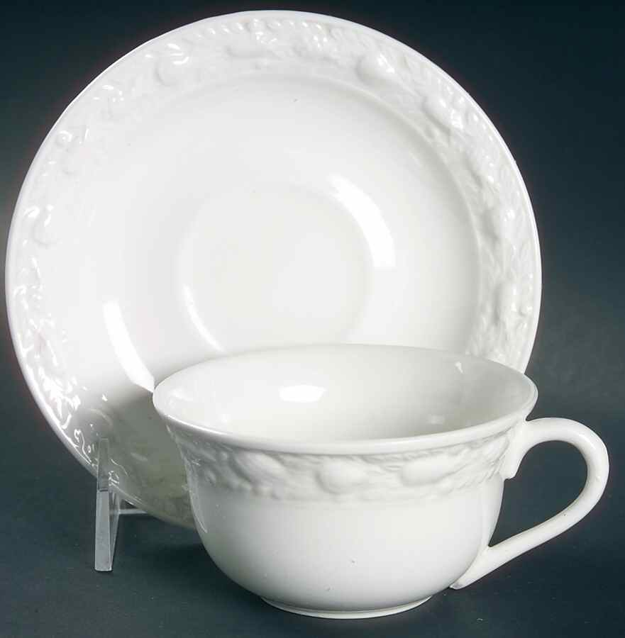 Della Robia White (Micratex) Flat Cup & Saucer Set by Adams China-1