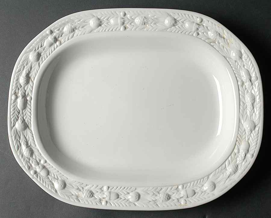 Della Robia White (Micratex) 14" Oval Serving Platter by Adams China-1