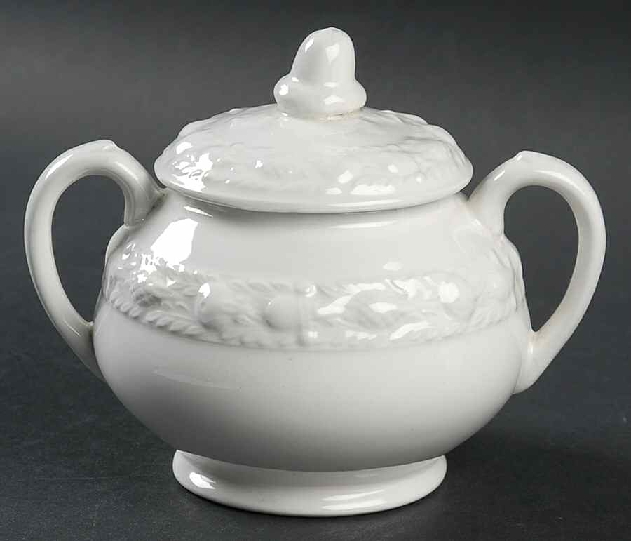 Della Robia White (Micratex) Sugar Bowl & Lid by Adams China-1