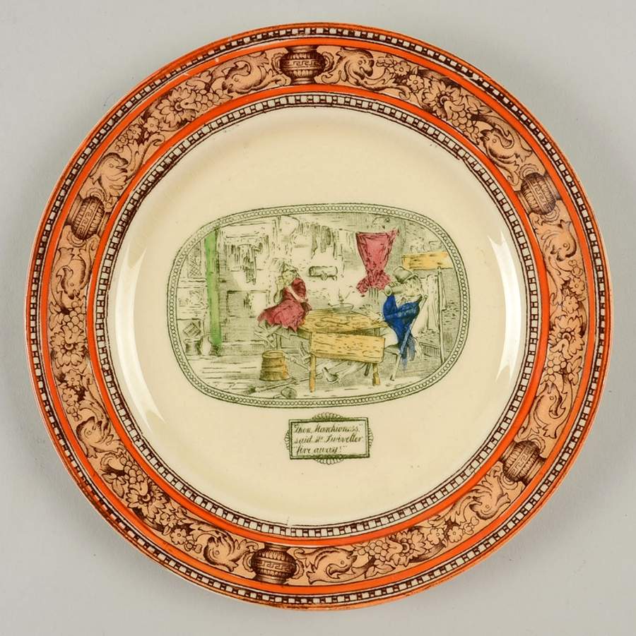 Dickens Orange (Old Back Stamp) Dessert/Pie Plate by Adams China-1