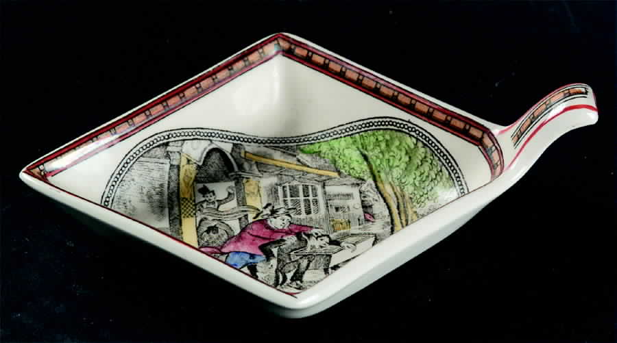 Dickens Orange (Old Back Stamp) Small Diamond Shape Ashtray by Adams China-1