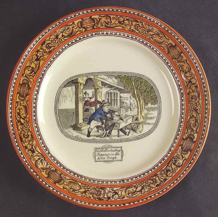 Dickens Orange (Old Back Stamp) Dessert/Pie Plate by Adams China-1