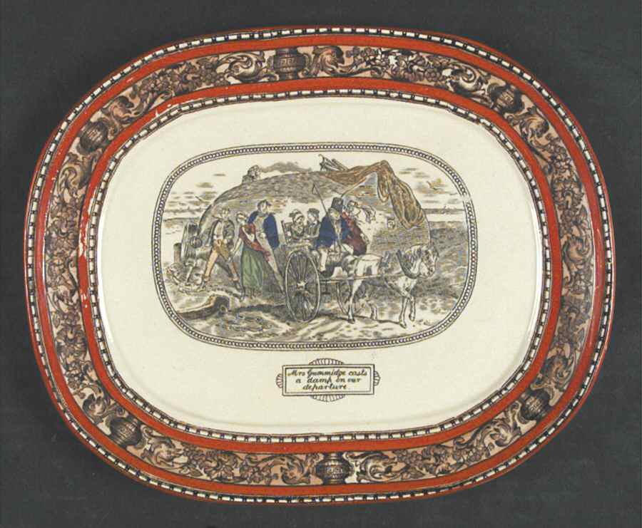 Dickens Orange (Old Back Stamp) 9" Oval Serving Platter by Adams China-1