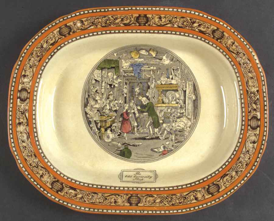 Dickens Orange (Old Back Stamp) 13" Oval Serving Platter by Adams China-1