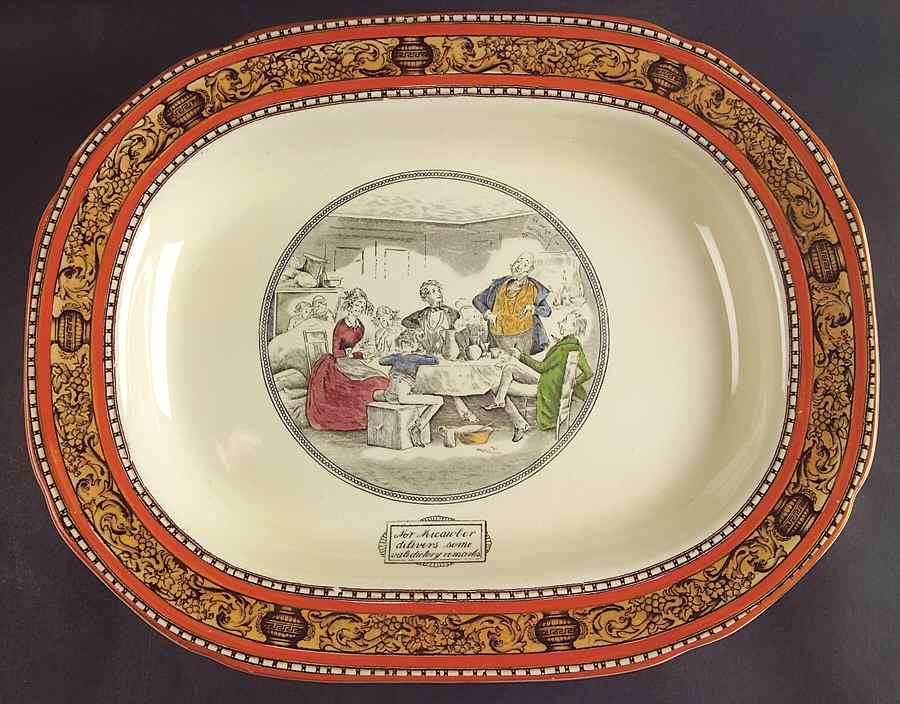 Dickens Orange (Old Back Stamp) 15" Oval Serving Platter by Adams China-1