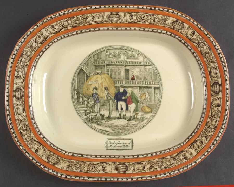 Dickens Orange (Old Back Stamp) 15" Oval Serving Platter by Adams China-1