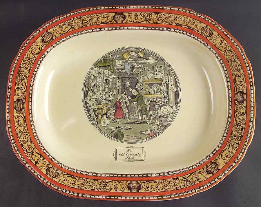 Dickens Orange (Old Back Stamp) 15" Oval Serving Platter by Adams China-1