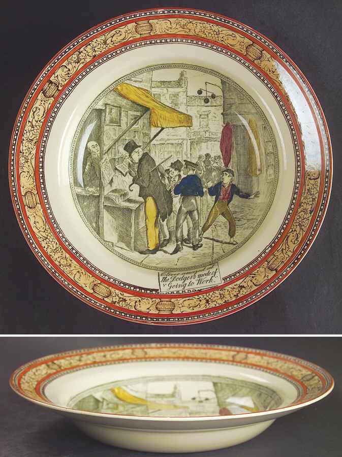 Dickens Orange (Old Back Stamp) Rim Soup Bowl by Adams China-1