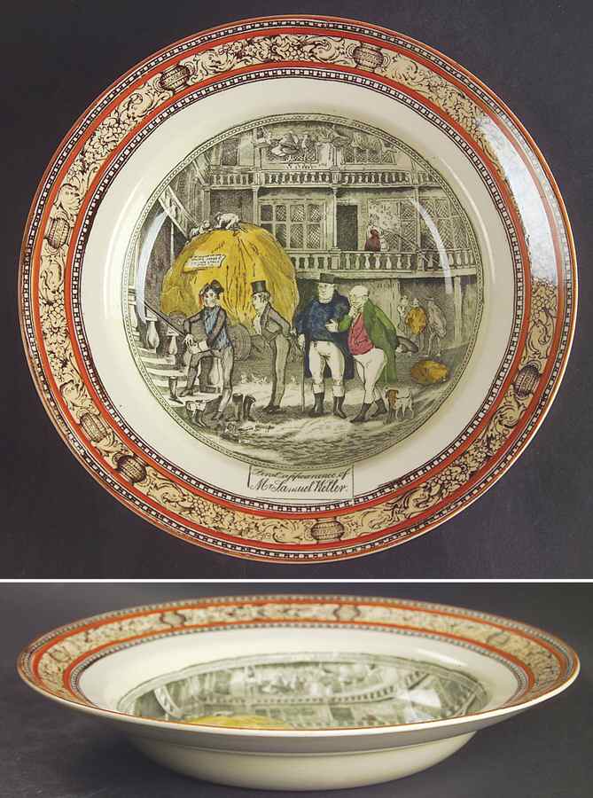 Dickens Orange (Old Back Stamp) Rim Soup Bowl by Adams China-1