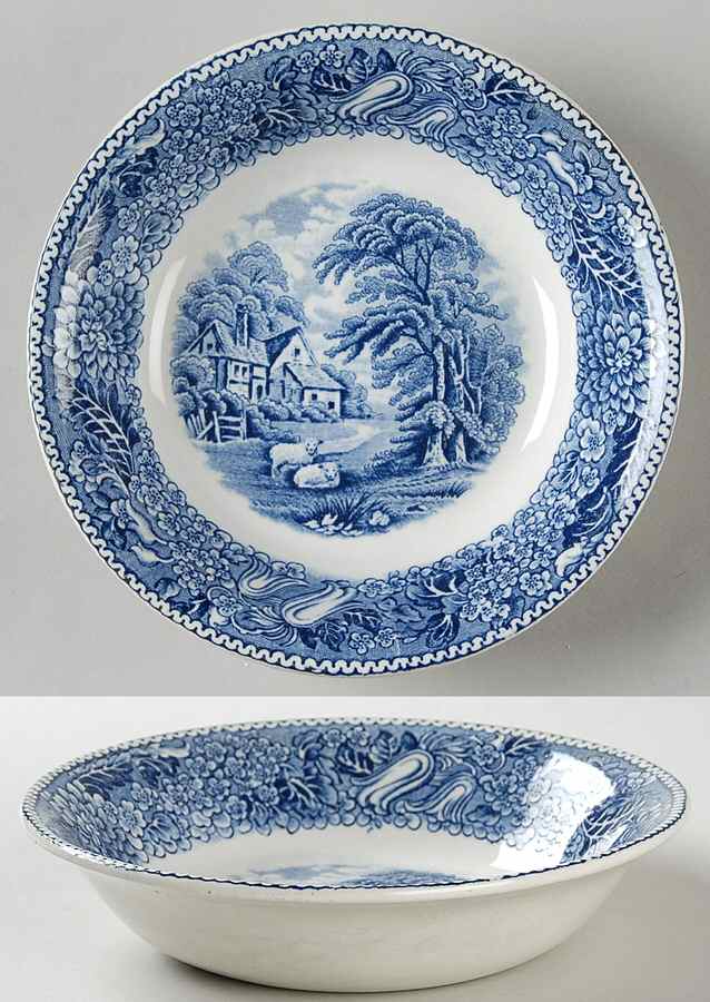 English Countryside Blue Fruit/Dessert (Sauce) Bowl by Adams China-1
