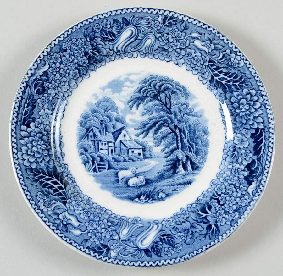 English Countryside Blue Bread & Butter Plate by Adams China-1