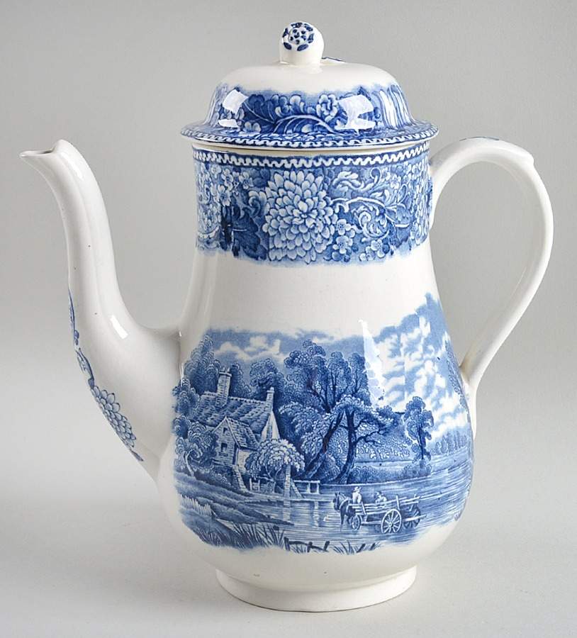 English Countryside Blue Coffee Pot & Lid by Adams China-1