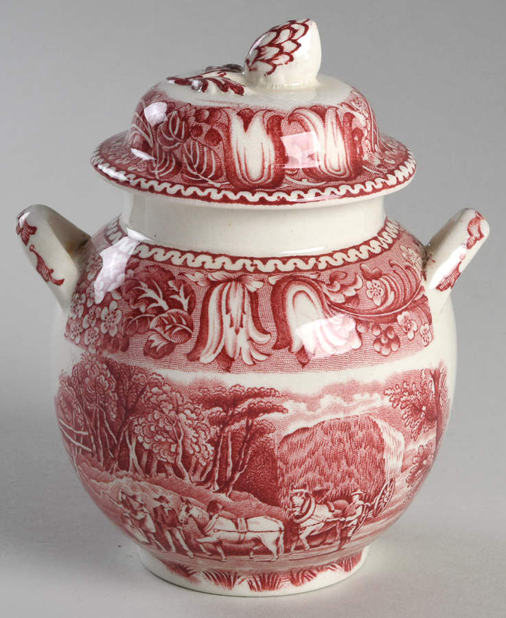 English Countryside Pink Sugar Bowl & Lid by Adams China-1