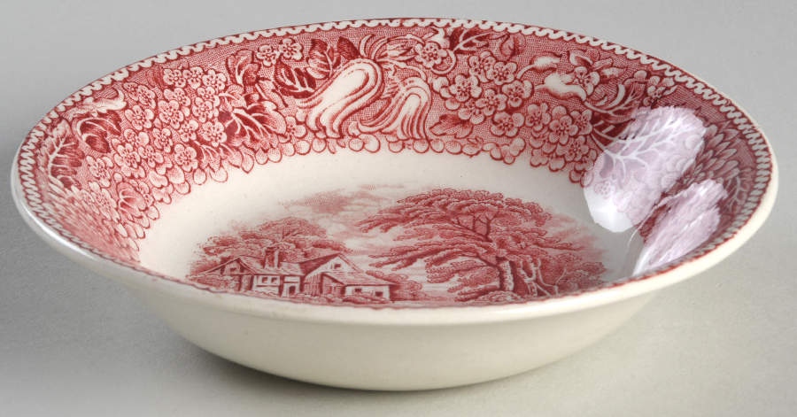 English Countryside Pink Fruit/Dessert (Sauce) Bowl by Adams China-1
