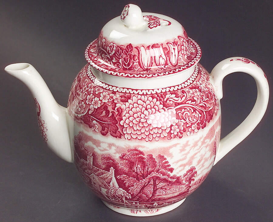 English Countryside Pink Teapot & Lid by Adams China-1