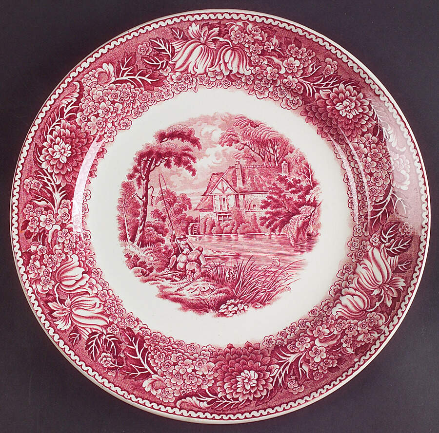 English Countryside Pink Dinner Plate by Adams China-1