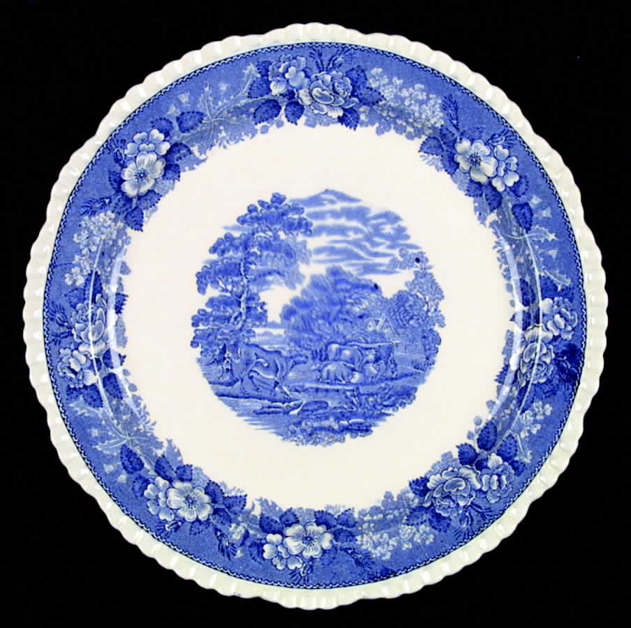 English Scenic Blue (Scalloped) 12" Chop Plate (Round Platter) by Adams China-1