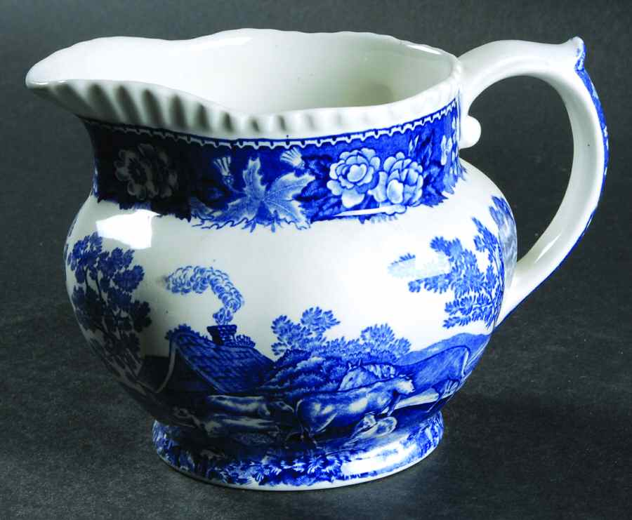 English Scenic Blue (Scalloped) 8 Oz Jug by Adams China-1