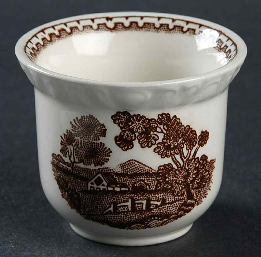 English Scenic Brown (Scalloped) Single Egg Cup by Adams China-1