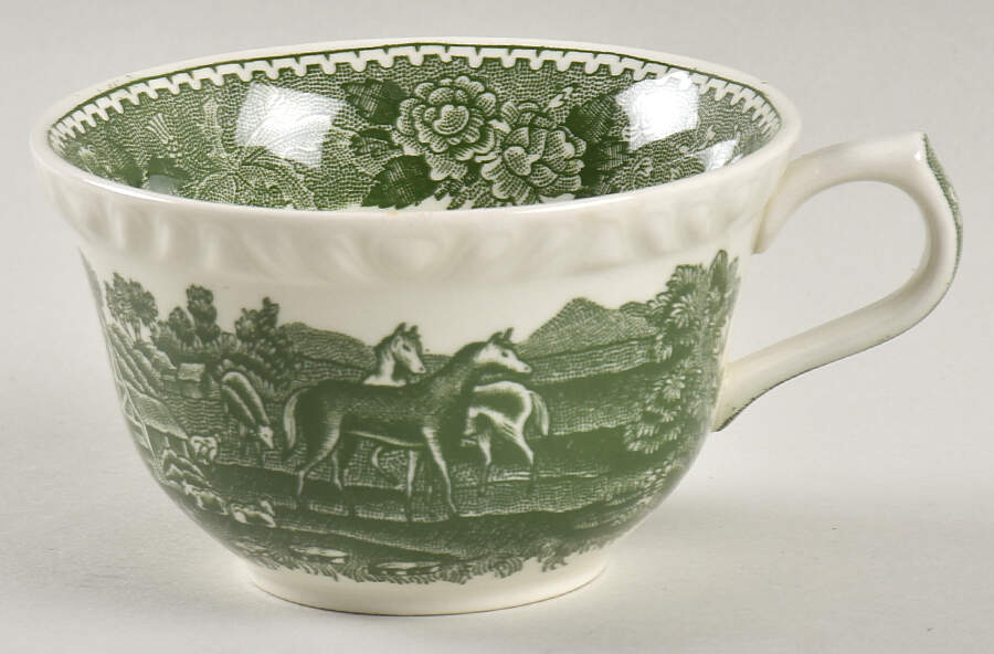 English Scenic Green (Scalloped) Flat Cup by Adams China-1