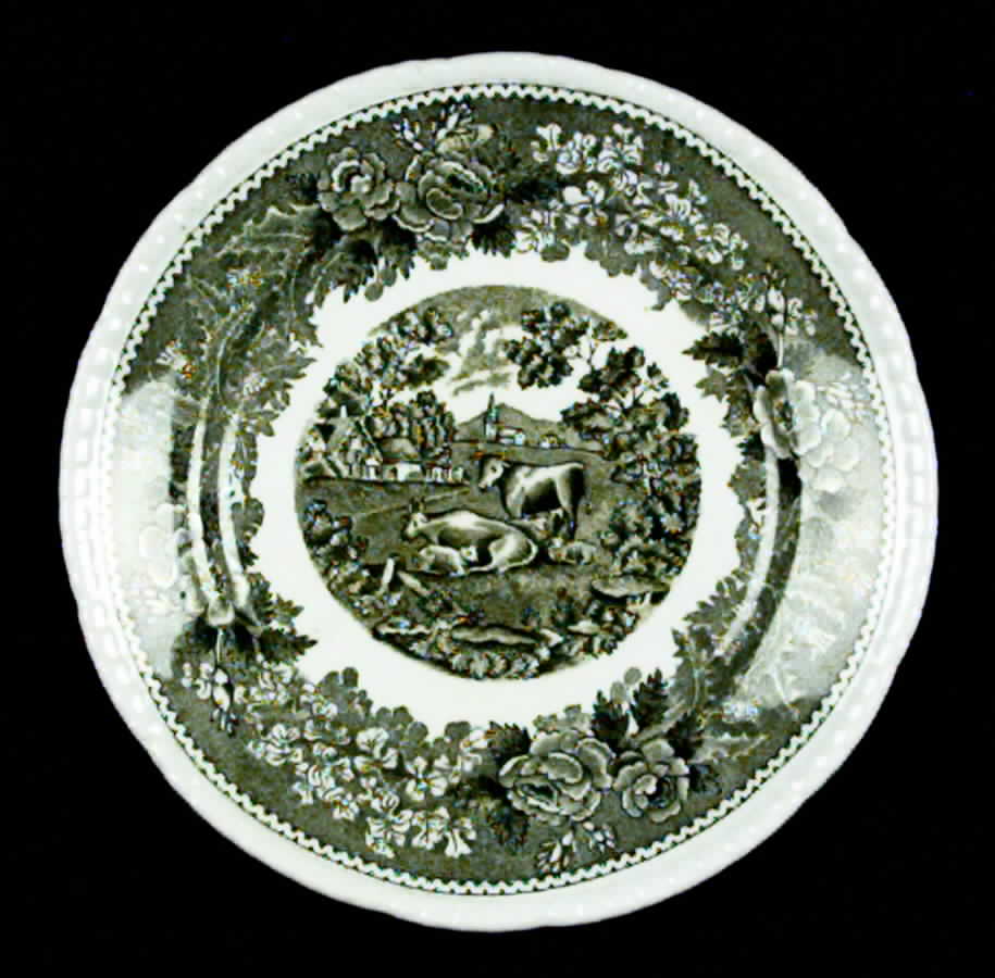 English Scenic Green (Scalloped) Bread & Butter Plate by Adams China-1