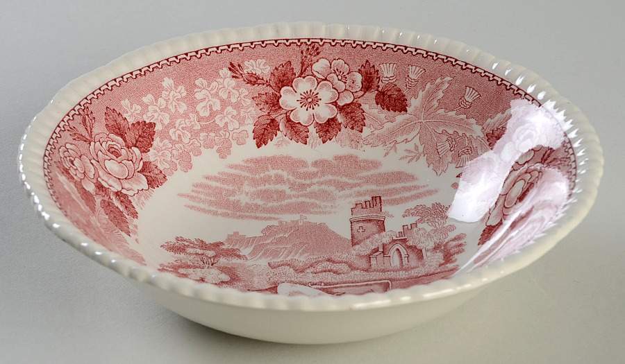 English Scenic Pink (Older-Cream) Coupe Cereal Bowl by Adams China-1