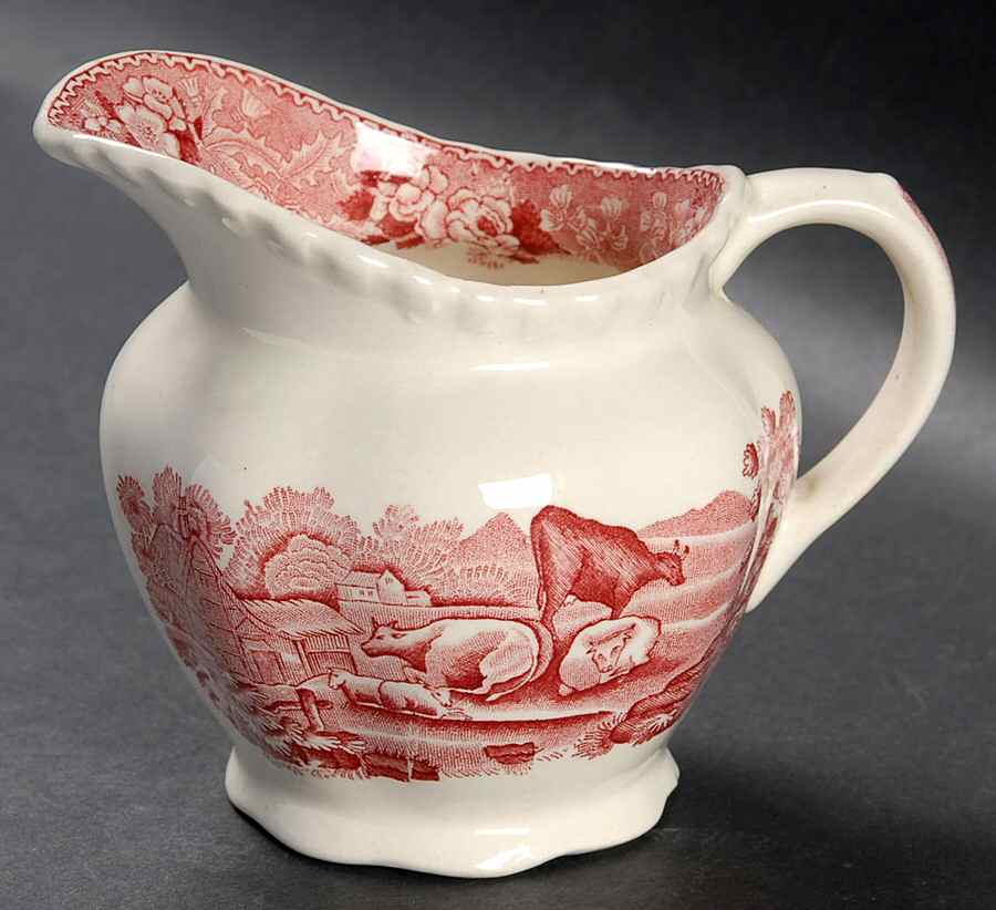 English Scenic Pink (Older-Cream) Creamer by Adams China-1