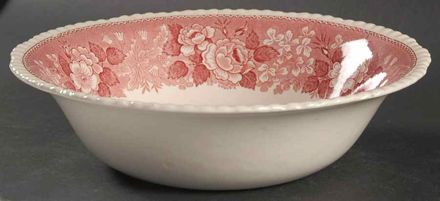 English Scenic Pink (Older-Cream) 8" Round Vegetable Bowl by Adams China-1