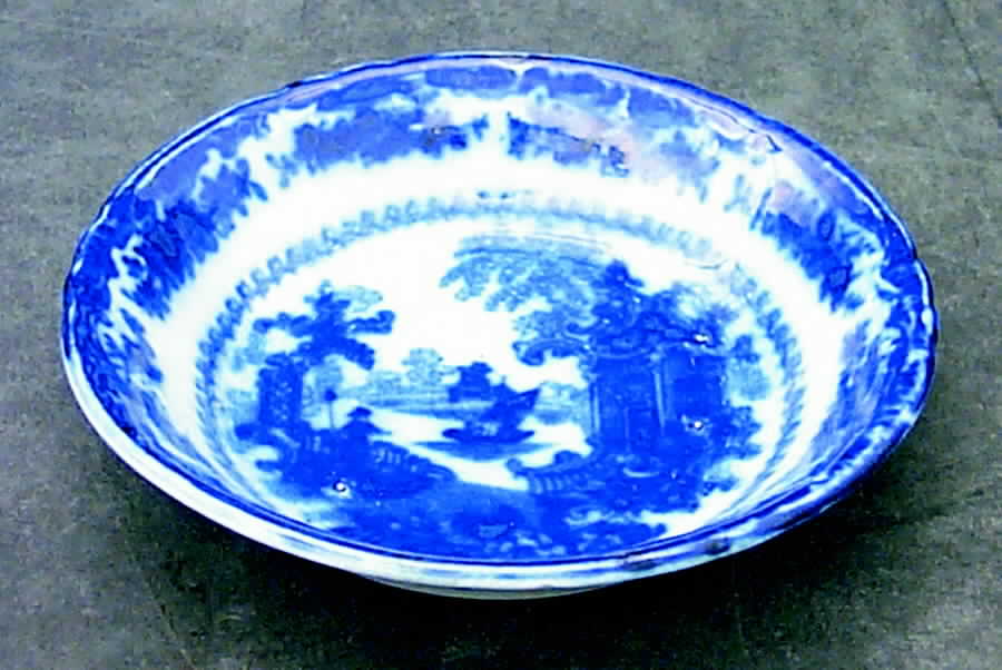 Fairy Villas (Flow Blue, Center Scene) Fruit/Dessert (Sauce) Bowl by Adams China-1