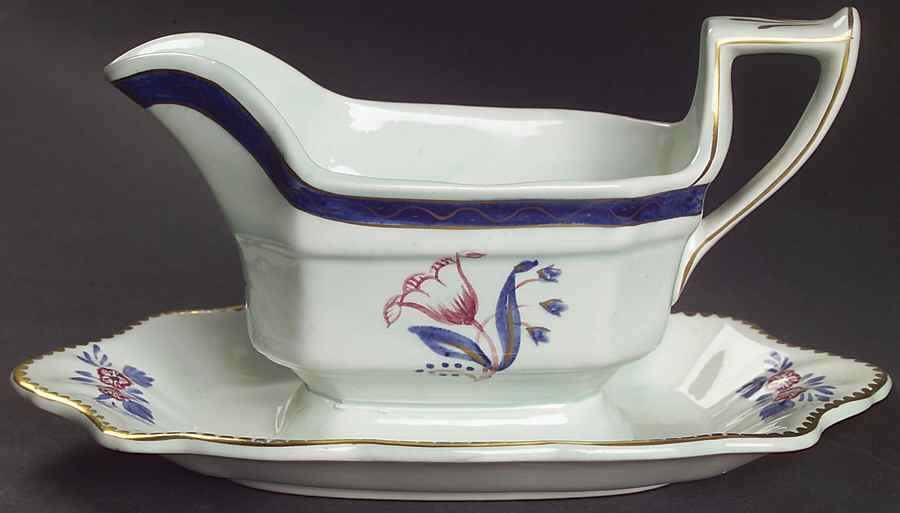 Georgian Gravy Boat with Attached Underplate by Adams China-1