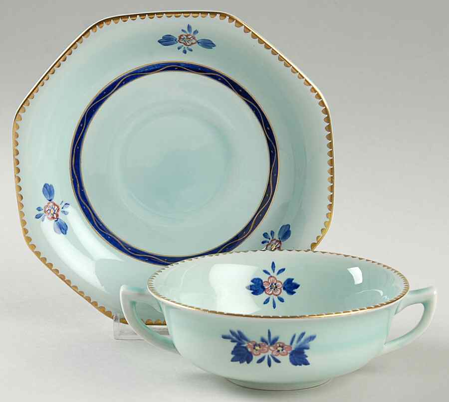 Georgian Flat Cream Soup Bowl & Saucer Set by Adams China-1