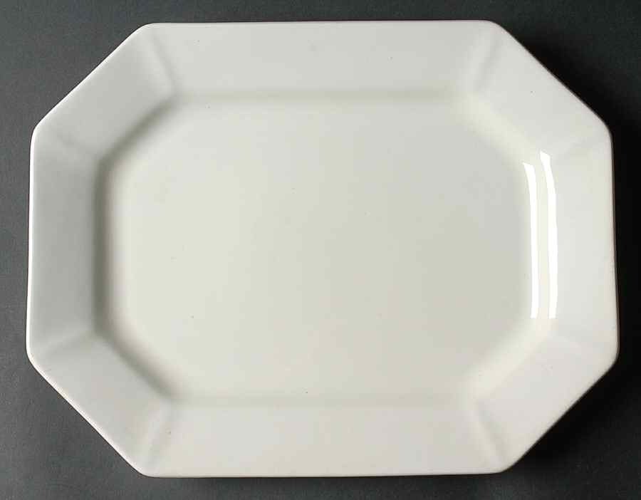 Hexagon White 14" Oval Serving Platter by Adams China-1
