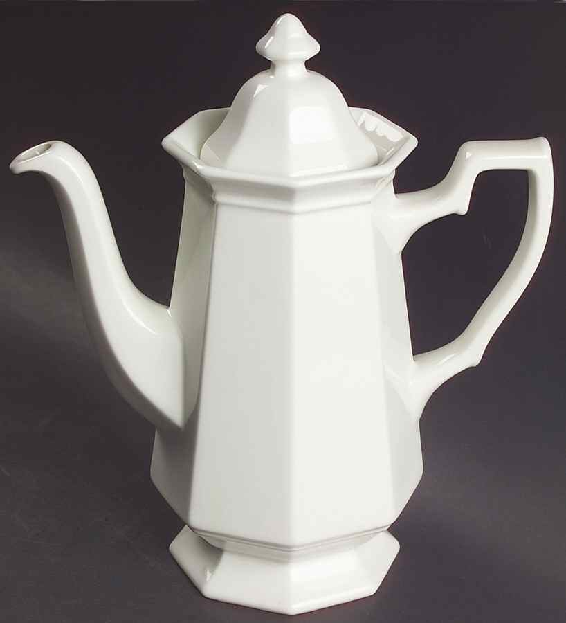 Hexagon White Coffee Pot & Lid by Adams China-1