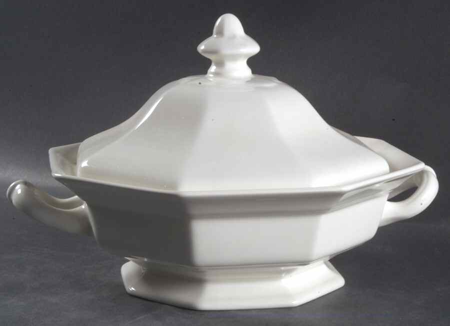Hexagon White Round Covered Vegetable by Adams China-1