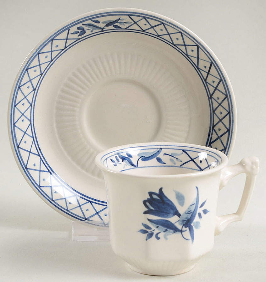 Hollandia Blue Flat Demitasse Cup & Saucer Set by Adams China-1